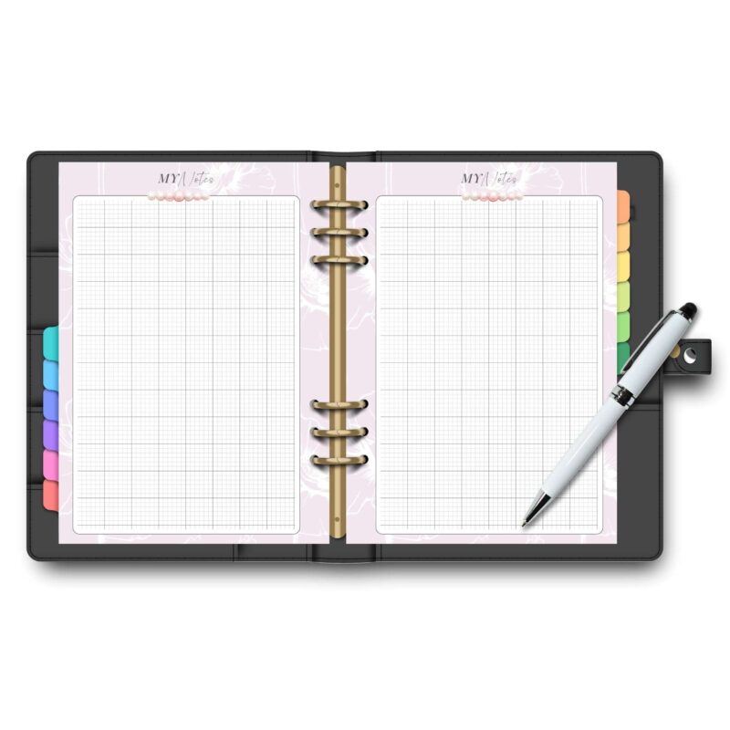 A5 printable beauty notes with grid layout