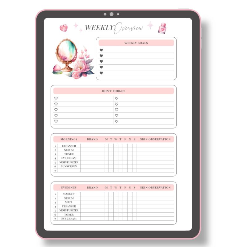Beauty Weekly Planner – A5 PDF Download for Skincare & Routine Tracking - Image 6
