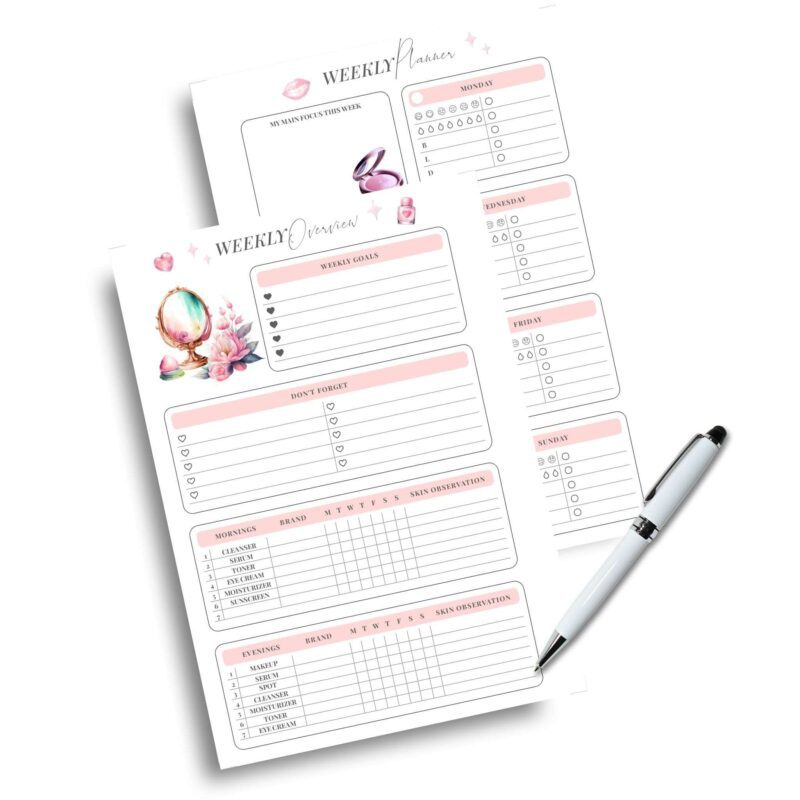 Skincare routine tracker with morning and evening sections