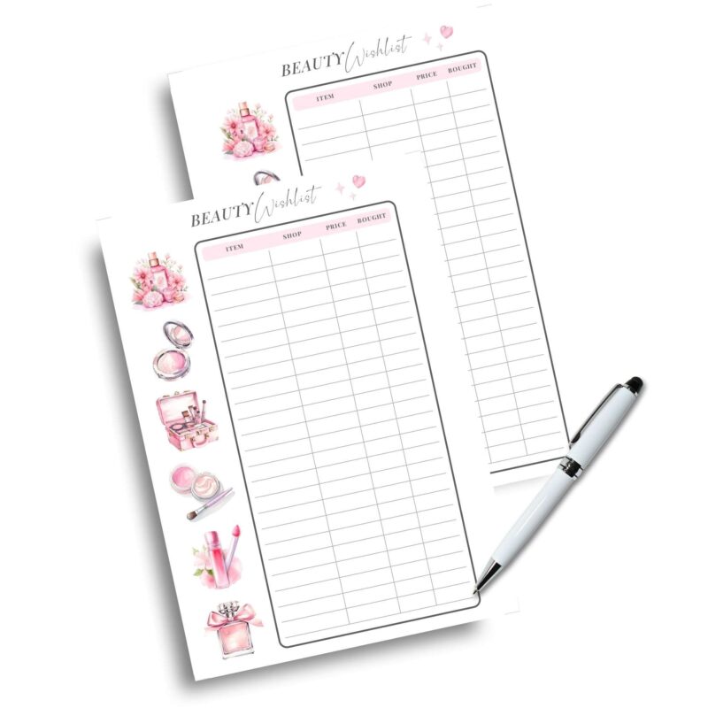 Printable PDF beauty shopping list for skincare lovers