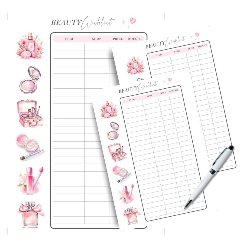 Track beauty products and prices with this beauty wishlist planner