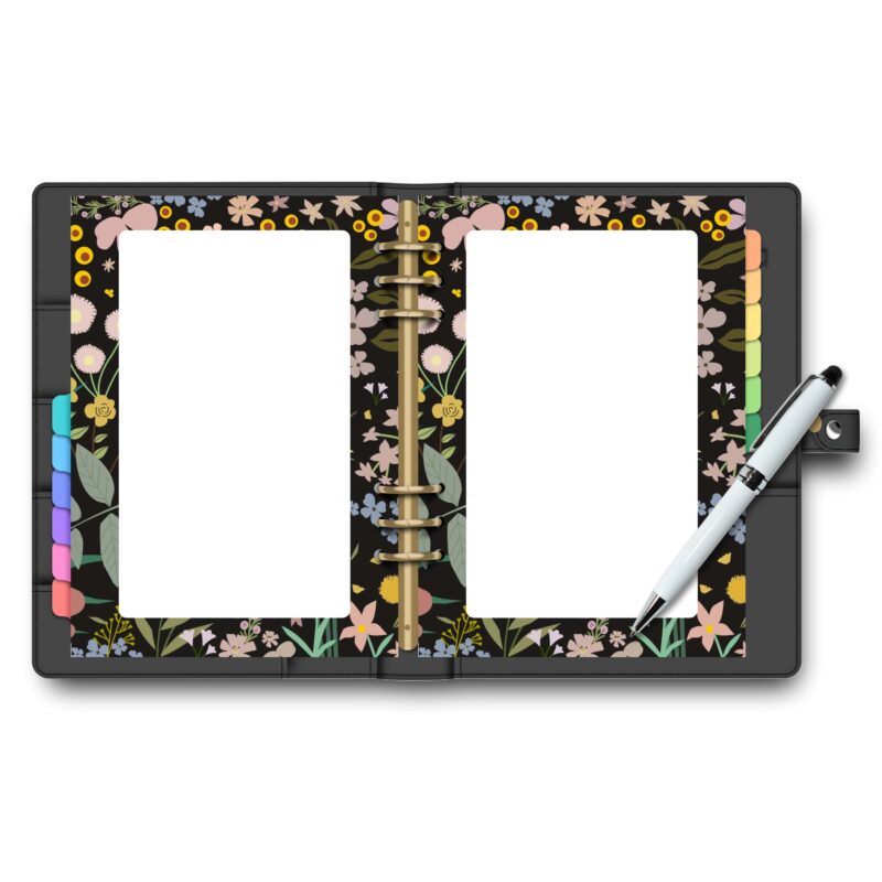 Dark floral planner insert for writing and sketching