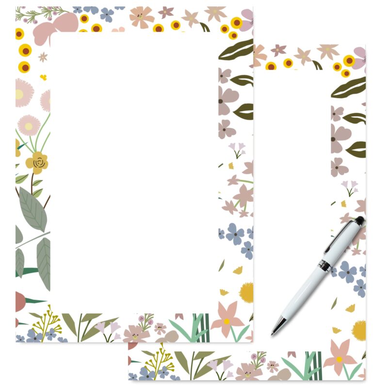 Printable blank notes planner insert with floral design