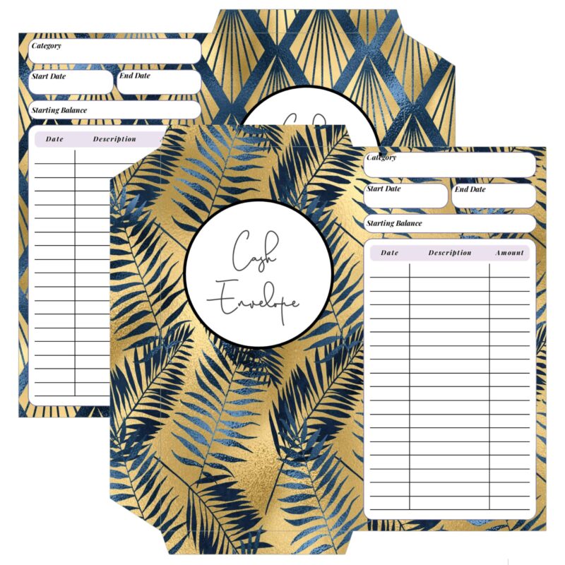Blue & Gold Printable Cash Envelopes for easy budgeting