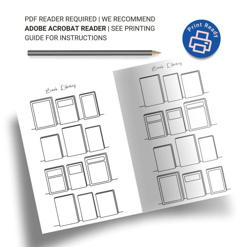 Minimalist book library planner insert for reading organization