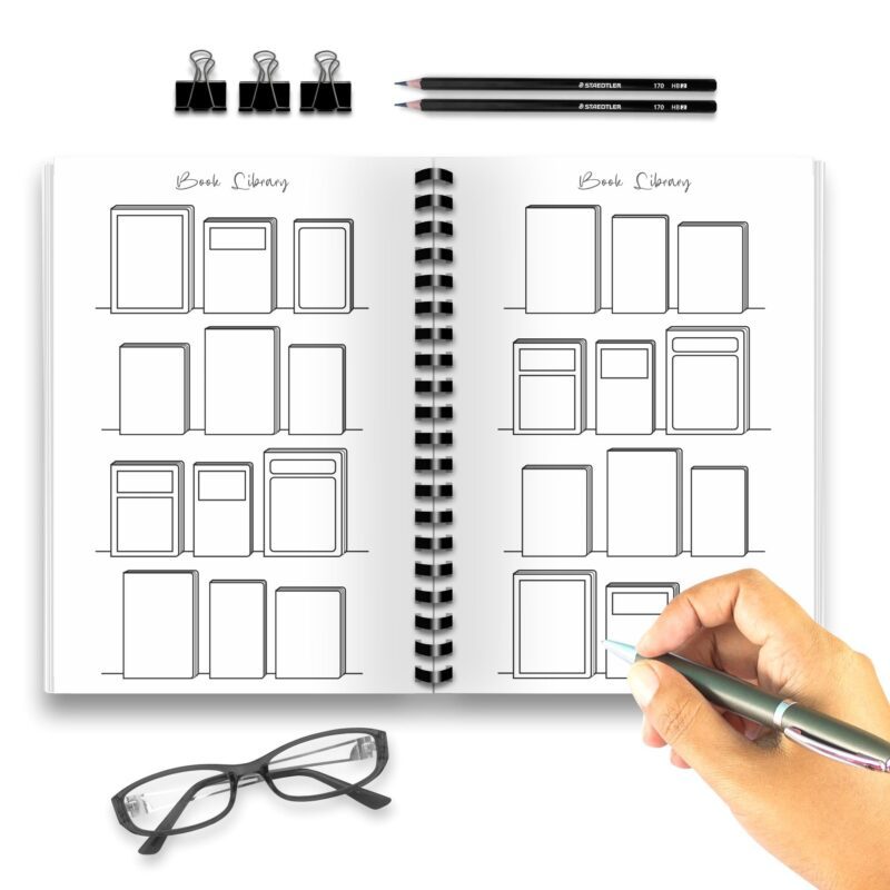 Book library planner insert PDF download preview mockup