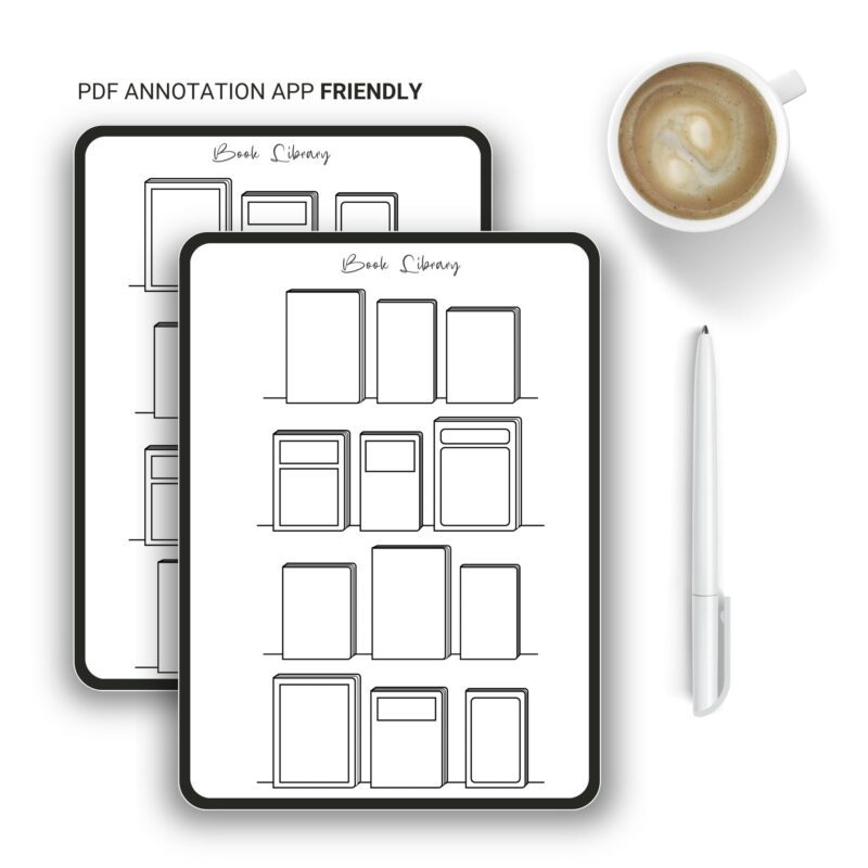 A5 book library planner insert instant download digital file