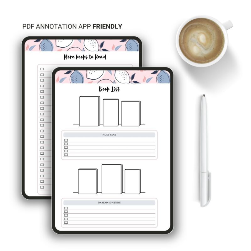 Book tracker planner insert A5 size instant download PDF
