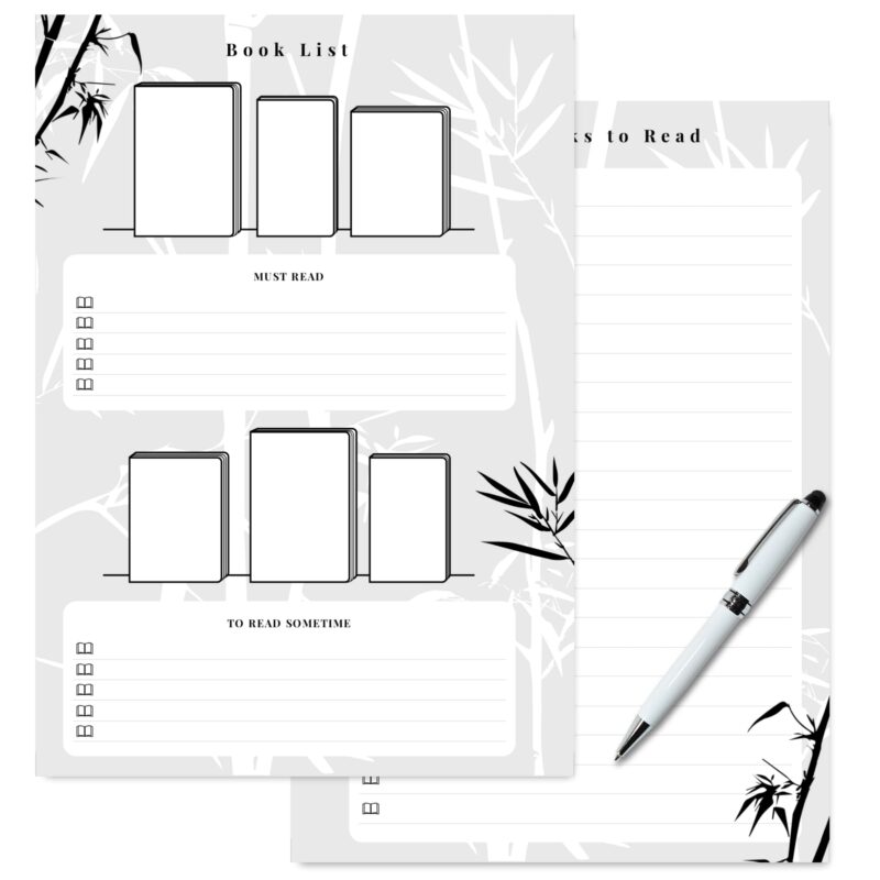 Digital book planner printable template preview