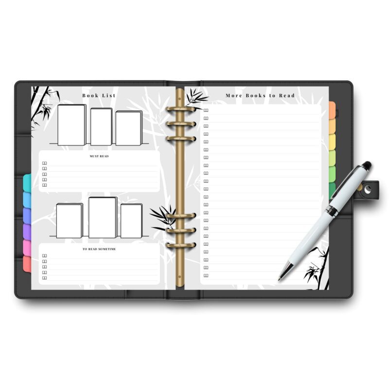 Reading organizer book planner printable design
