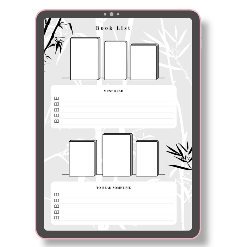 Printable book planner silhouette style template