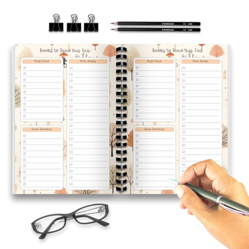 Fall reading planner PDF download for book lovers