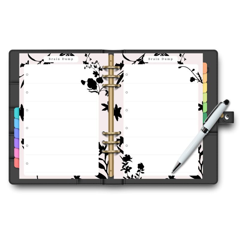 Brain Dump Planner Insert A5 with pens and coffee