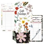 Printable Cash Envelopes with a garden theme, arranged neatly.