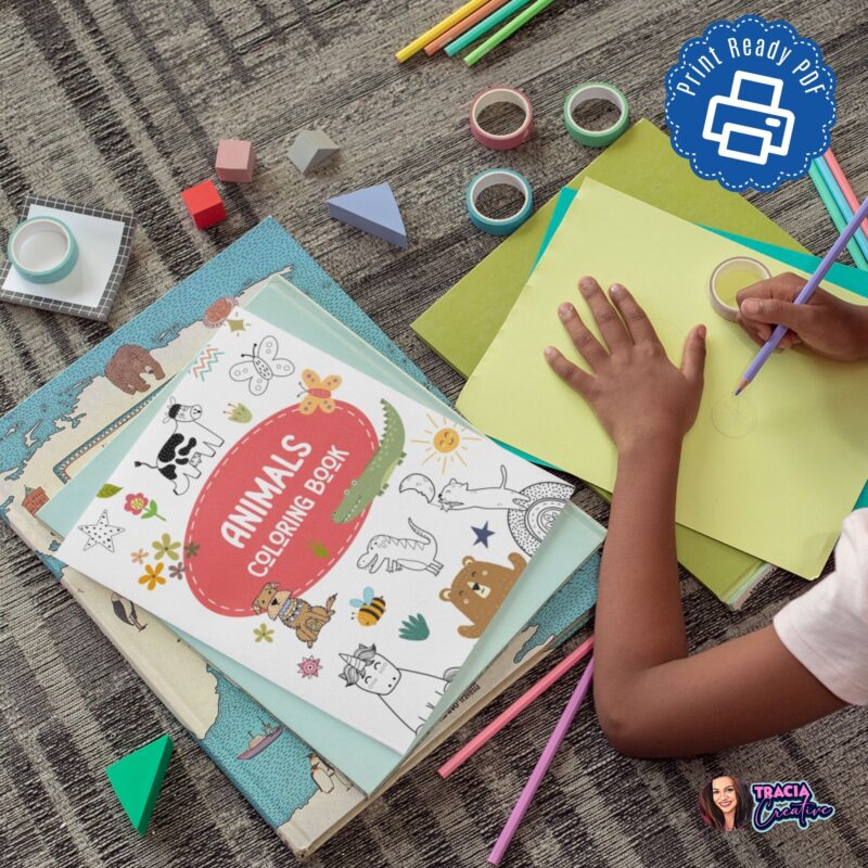 Animals coloring book with 22 printable pages for kids ages 3-6