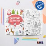 Christmas Coloring Book cover showcasing festive designs.