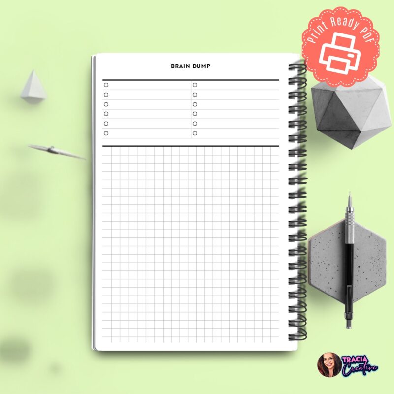 Notes planner printable A5 layout with minimalist design