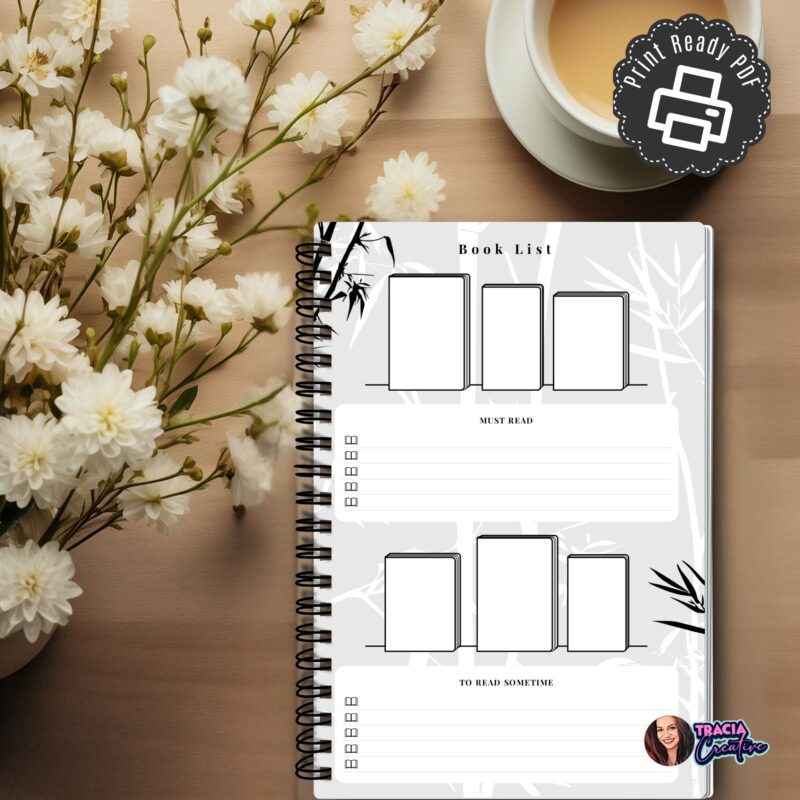 Book planner printable A5 layout with reading sections