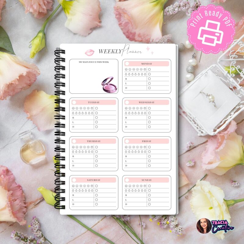 Beauty Weekly Planner A5 printable PDF