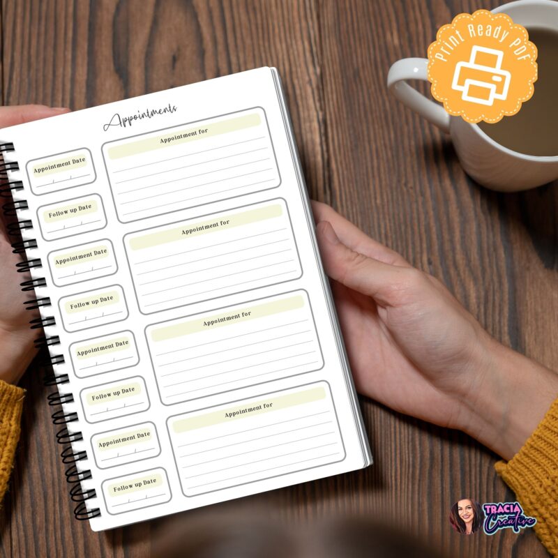 A5 Appointment Planner Insert in a stylish planner