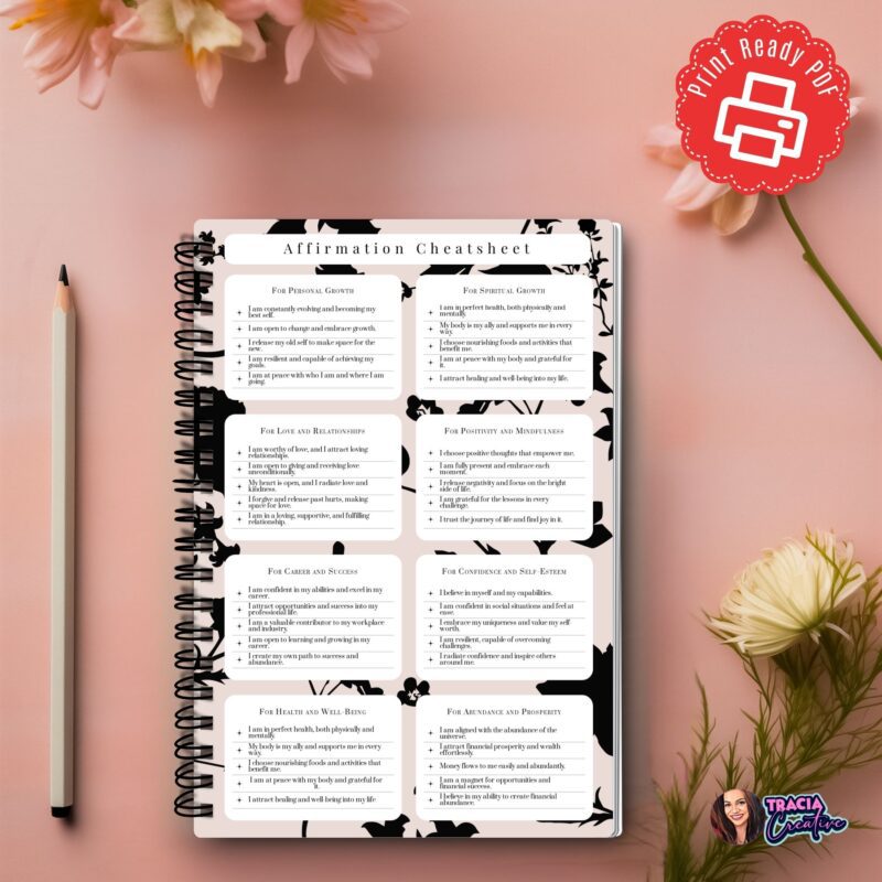 Affirmation Cheat Sheet – A5 Silhouette Design PDF