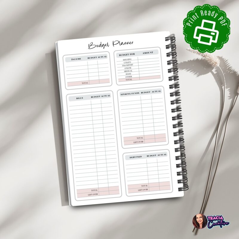 A5 budget planner insert on a desk