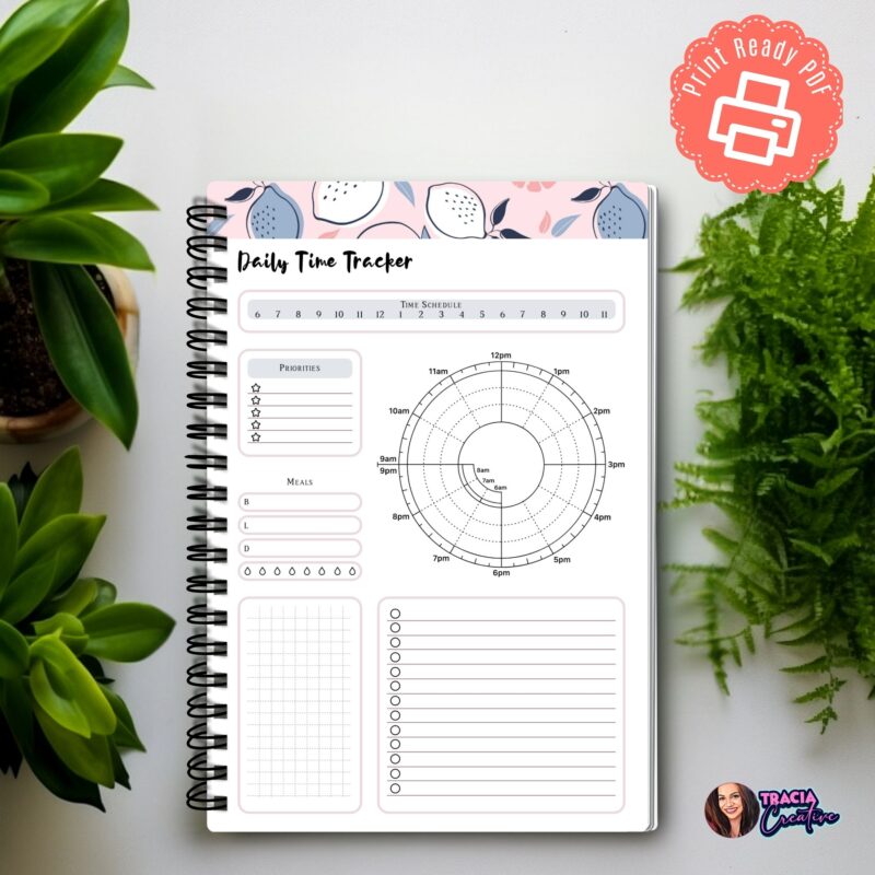 A5 daily planner insert with time tracker