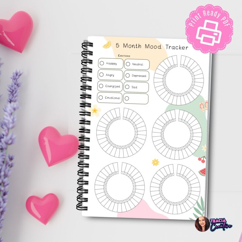 Printable 5 Month Mood Tracker for emotional wellness