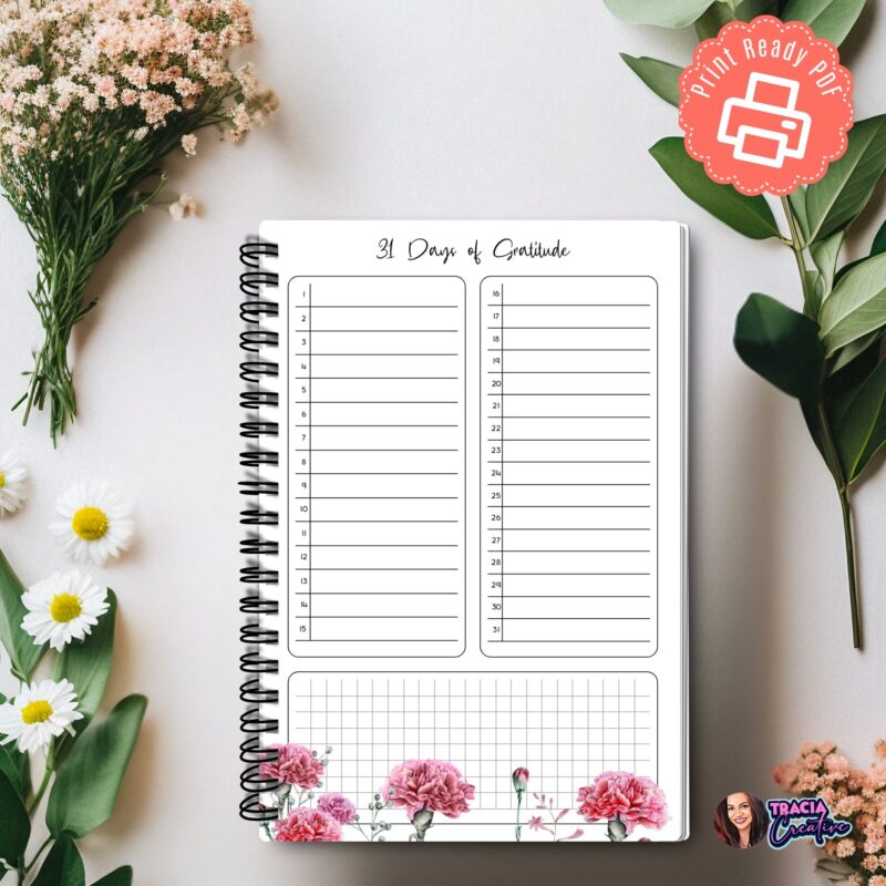 31 Days of Gratitude Journal | Printable Daily Reflection & Positivity