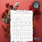 30 day cleaning challenge printable with red floral design