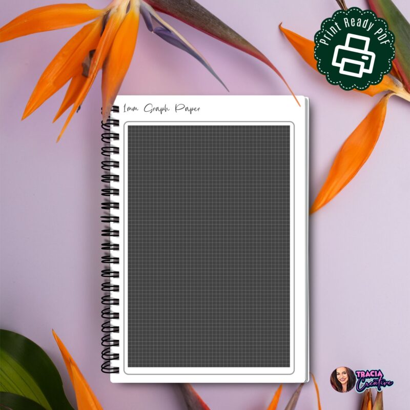 1mm printable graph paper shown with technical drawing