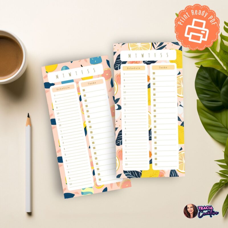 Printable daily notepads on a for A5 Planners