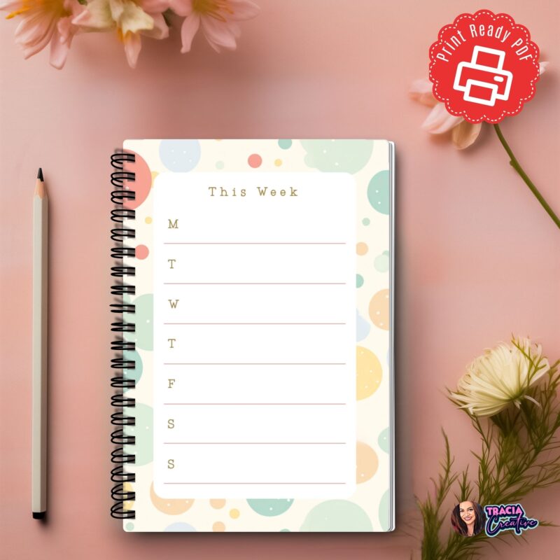 Printable notepad insert with pastel dots design
