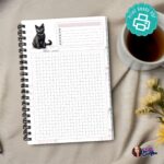 Printable cat notebook pages in a planner