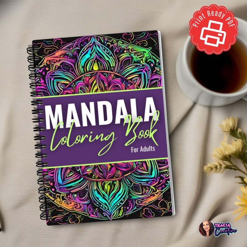 100 mandala coloring pages printed on textured paper