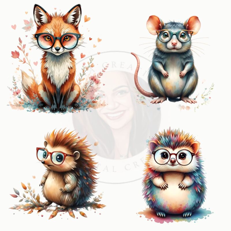 Woodland animals clipart PNG bundle transparent background