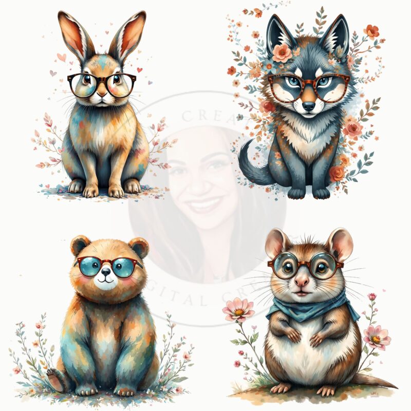 Woodland animals clipart PNG bundle transparent background