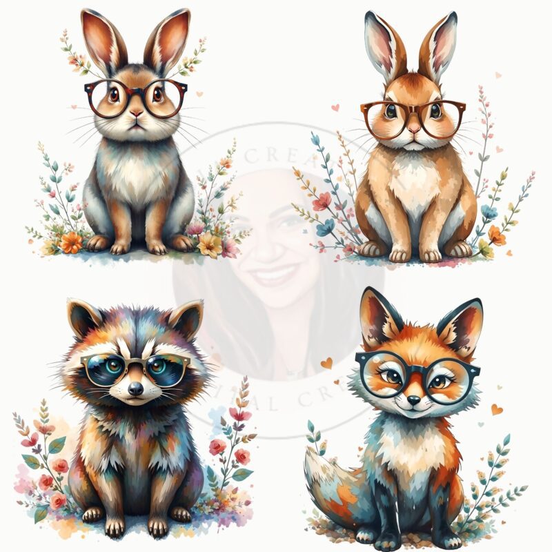 Woodland animals clipart PNG bundle transparent background
