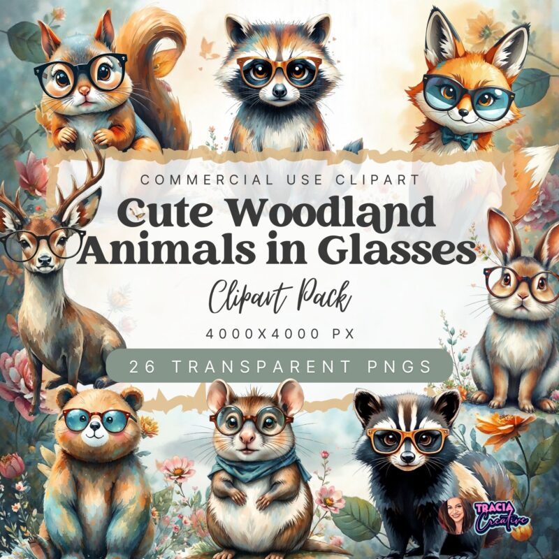 Woodland animals clipart PNG bundle transparent background