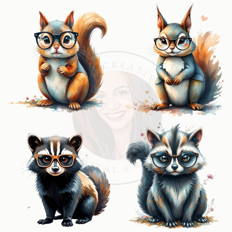 Woodland animals clipart PNG bundle transparent background
