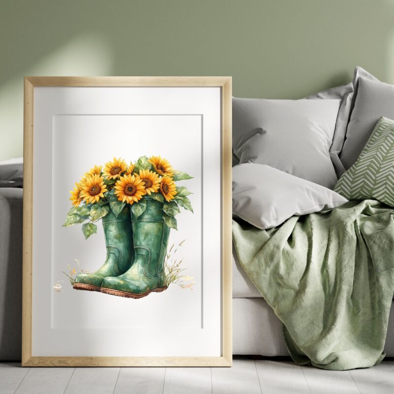 Green rain boots PNG transparent background