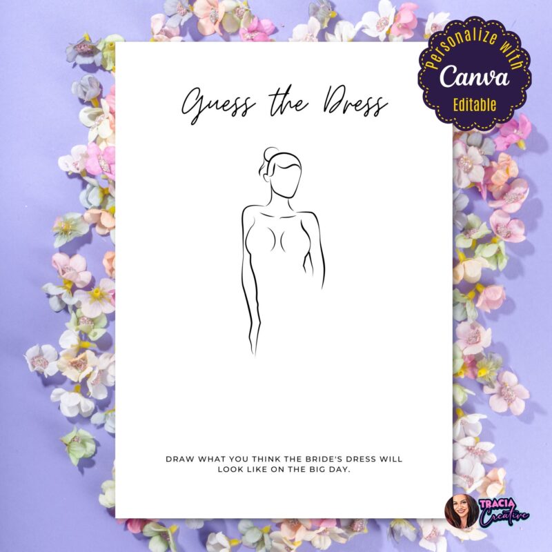 Elegant bridal shower Guess the Dress activity