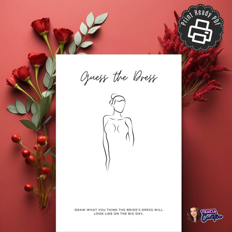 5x7 Guess the Dress Game for weddings