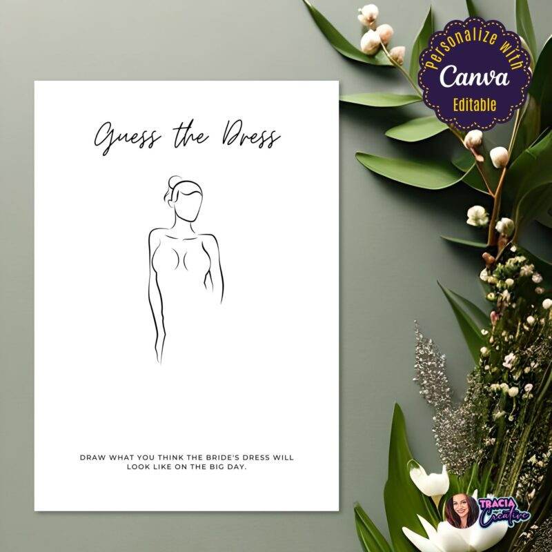 Minimalist Guess the Dress Game printable sheet