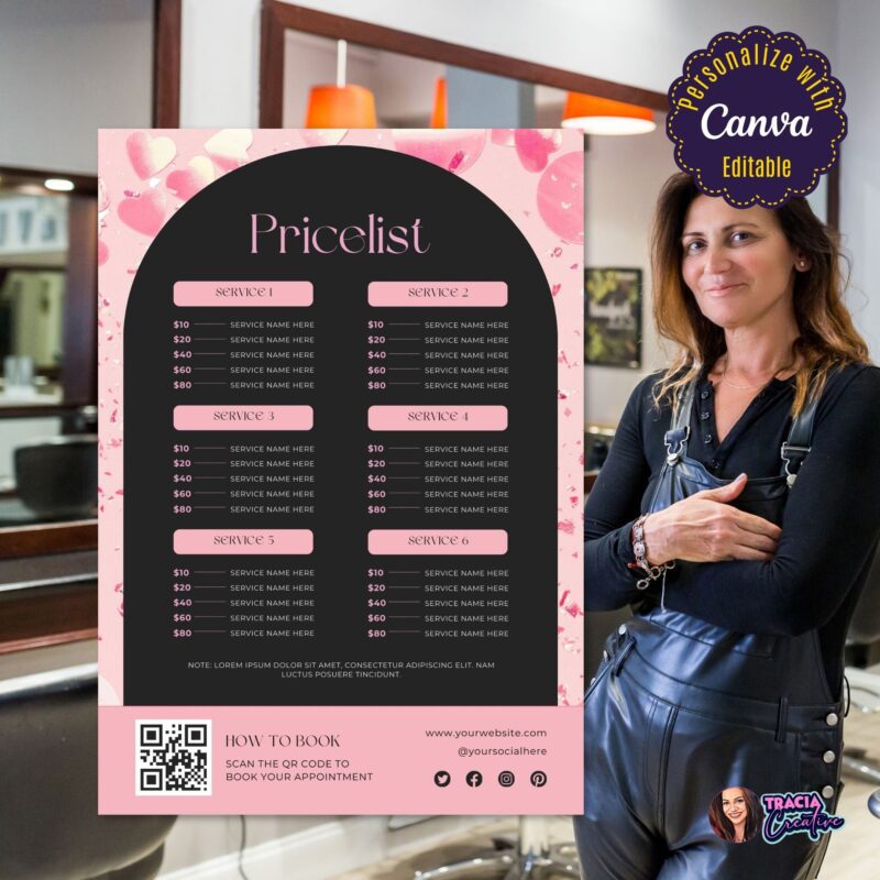 Customizable Canva salon price template
