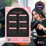 Pink and black salon price list template