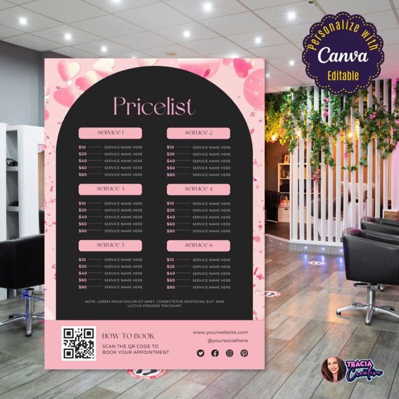 Customizable Canva salon price template