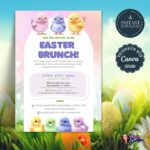 Easter brunch invitation template with pastel chicks design