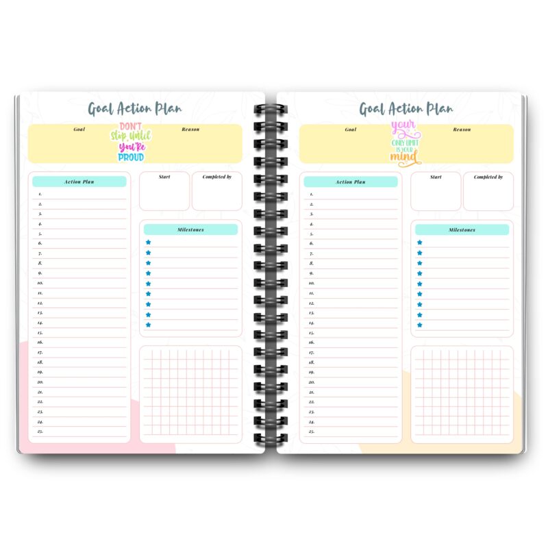 Someone highlighting progress on their Colorful Goal Action Plan.