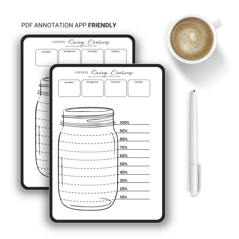 Digital download of the Couples Savings Challenge on a screen